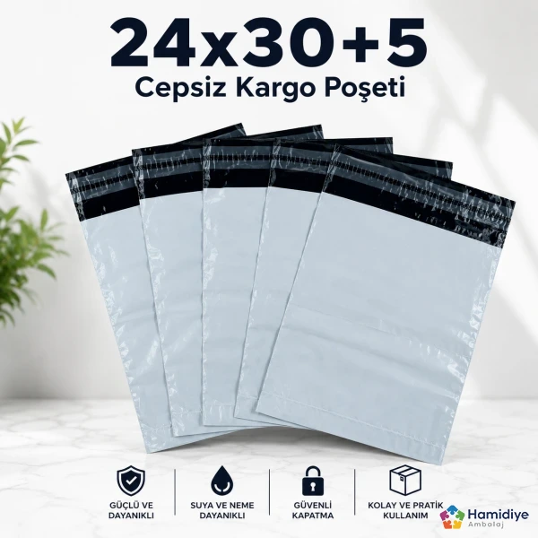 24x30+5 Cepsiz Kargo Poşeti | Yapışkanlı Güvenli Kargo Ambalajı