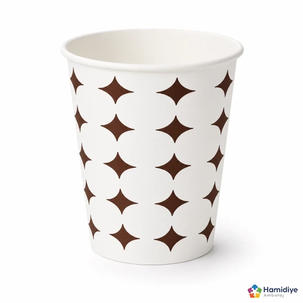 7 Oz Karton Bardak Şık Desenli Tek Kullanımlık İçecek Bardağı