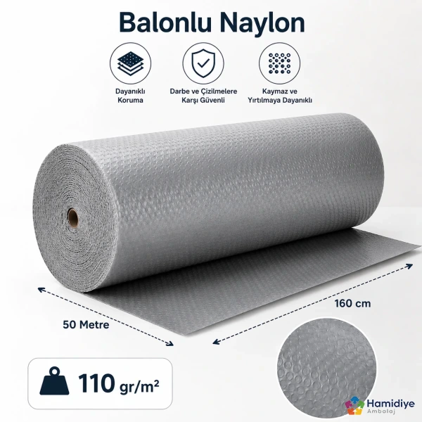 Ara Kalite Balonlu Naylon 160 cm x 50 Metre | 110 gr/m² Geniş Koruma Naylonu