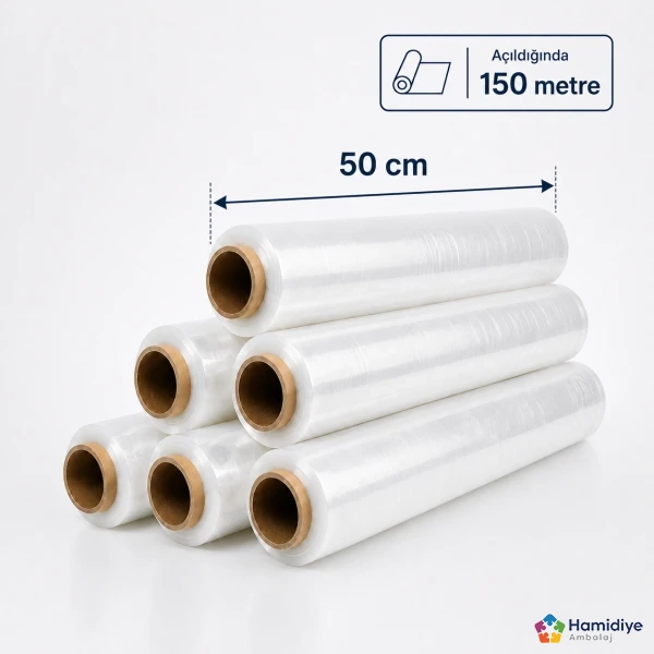 Palet Streç Film 50 cm x 150 m | Güçlü Sarım ve Güvenli Sevkiyat İçin Ambalaj Filmi